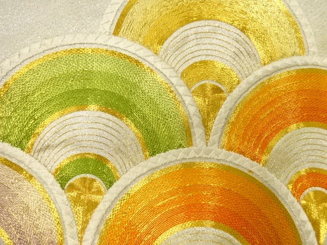 アンティーク　青海波模様刺繍名古屋帯